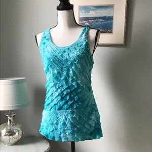 Ruffled Caribbean Blue Top